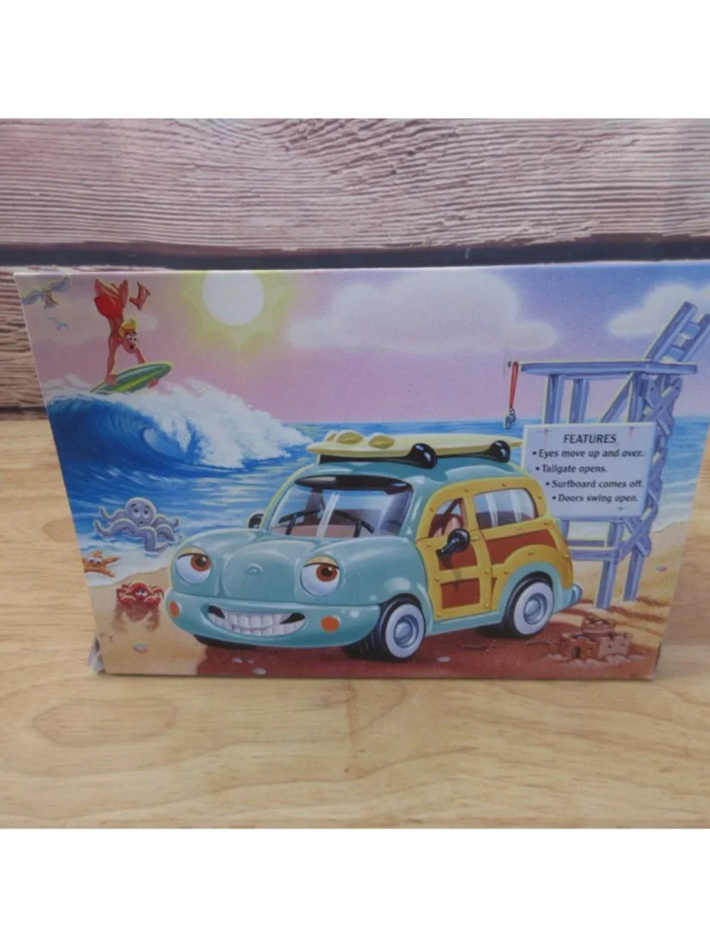1999 Chevron Cars Woody Wagon Car w/ Surf Board Open Box